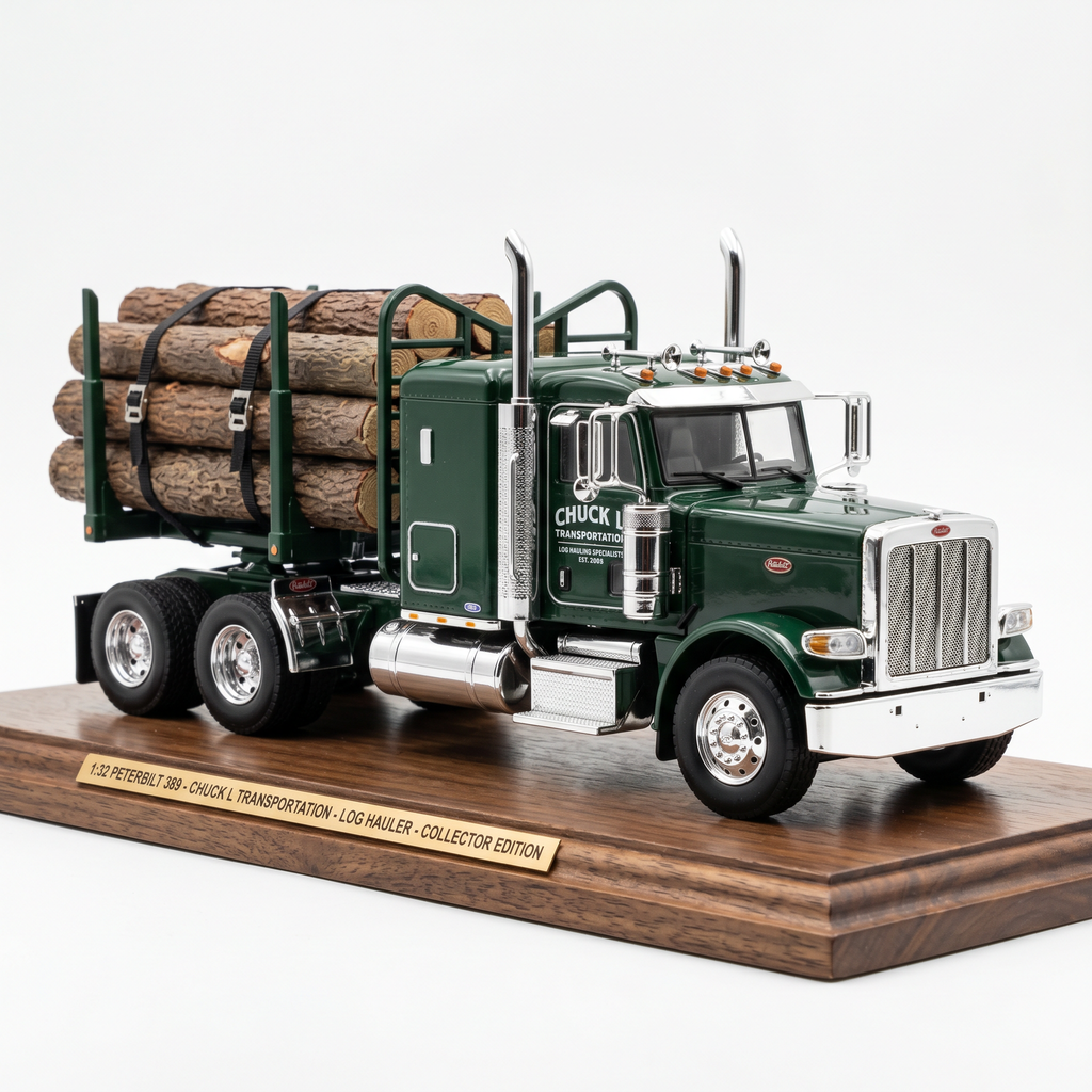 1:32 Peterbilt 389 Log Hauler Die-Cast Model — Chuck L Transportation Collector Edition