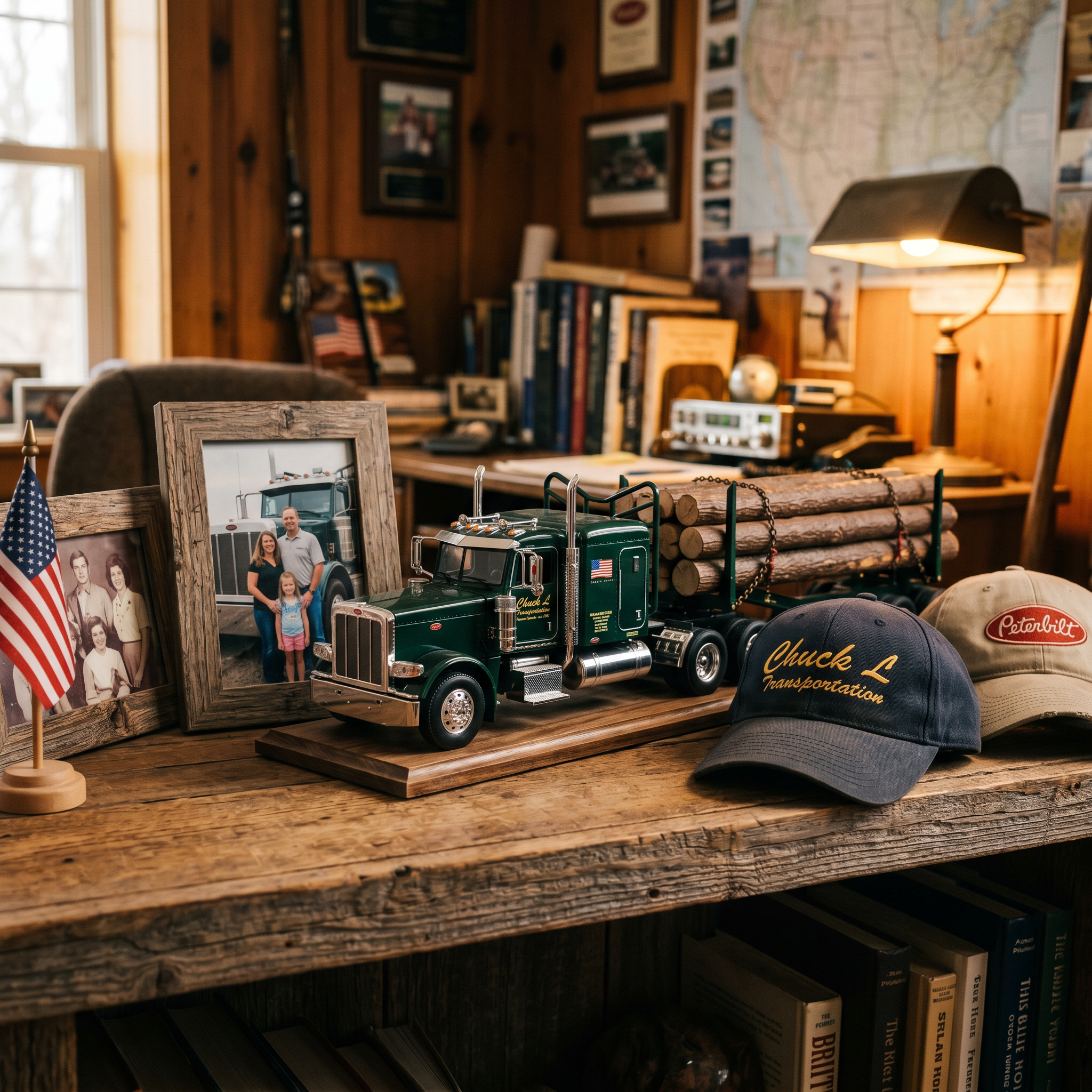 1:32 Peterbilt 389 Log Hauler Die-Cast Model — Chuck L Transportation Collector Edition