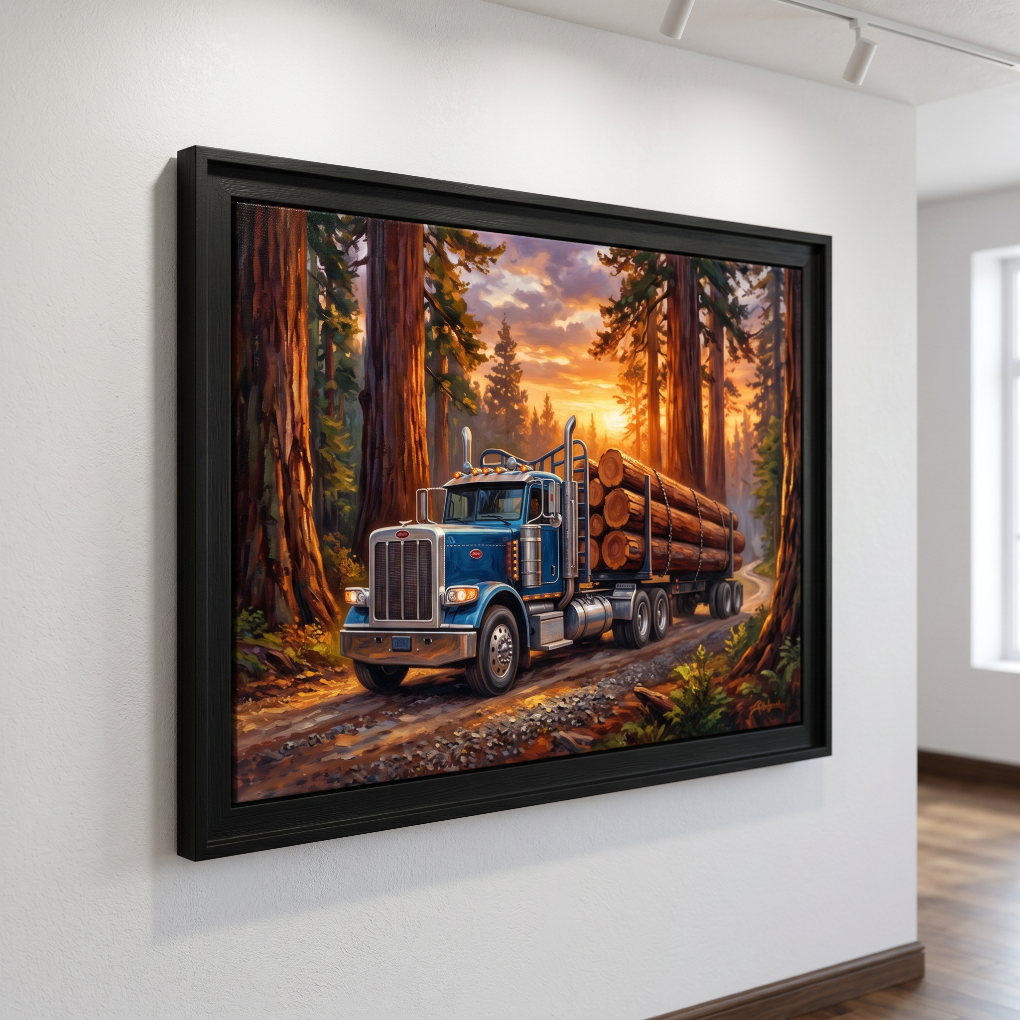 Log Hauler Framed Canvas Wall Art — 30"x40" Signed Giclee Print