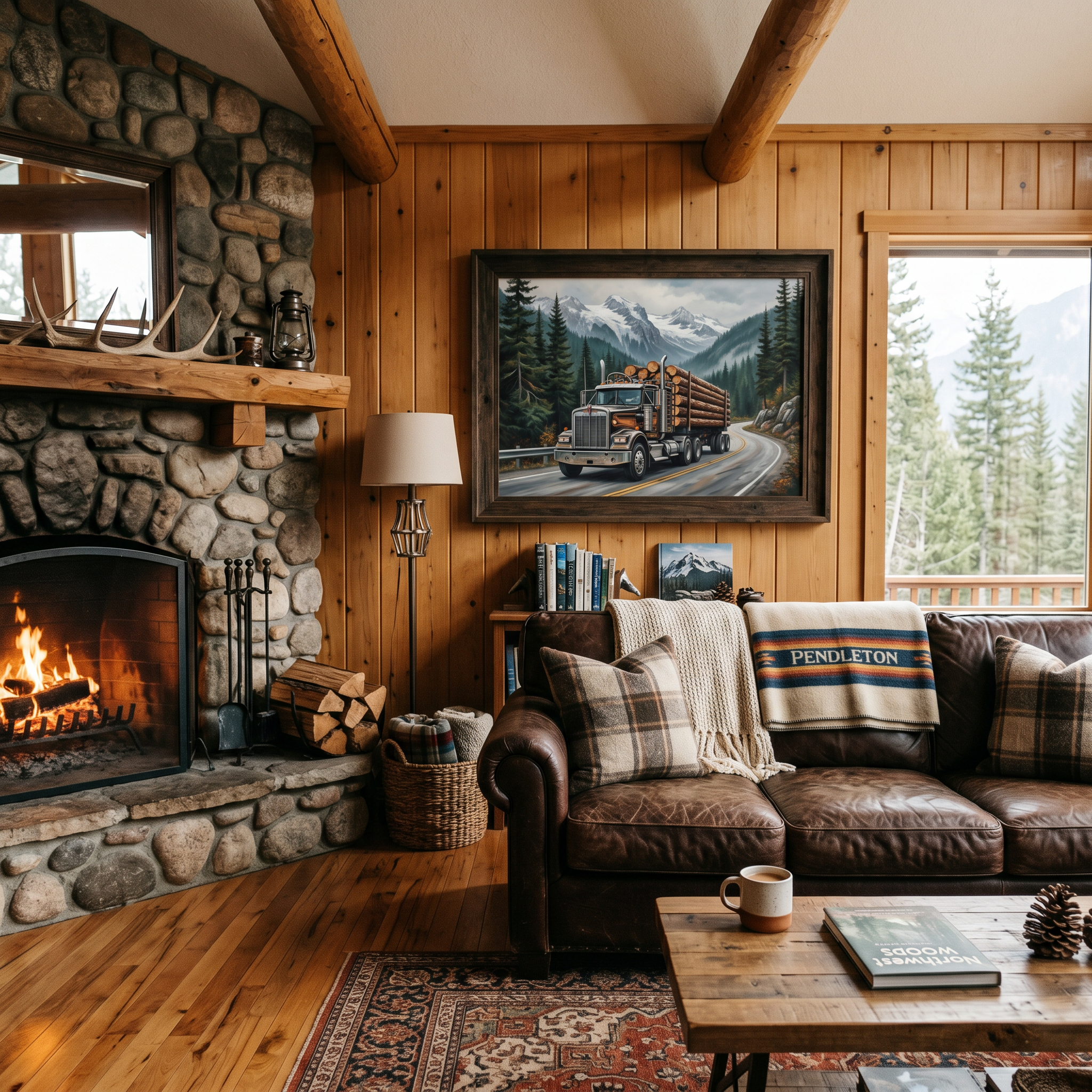 Log Hauler Framed Canvas Wall Art — 30"x40" Signed Giclee Print