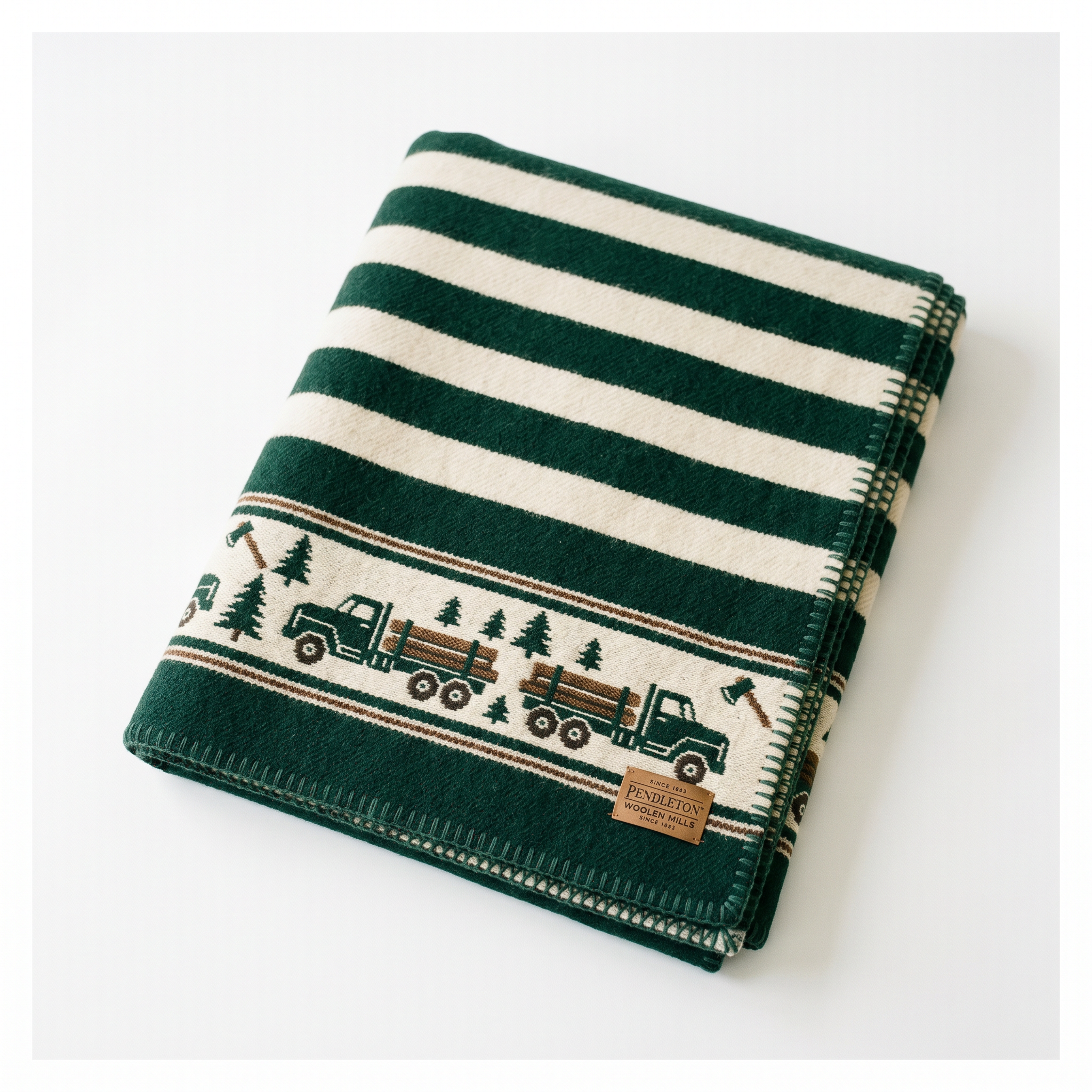 Chuck L Heritage Wool Blanket — Pendleton-Style Log Truck Jacquard