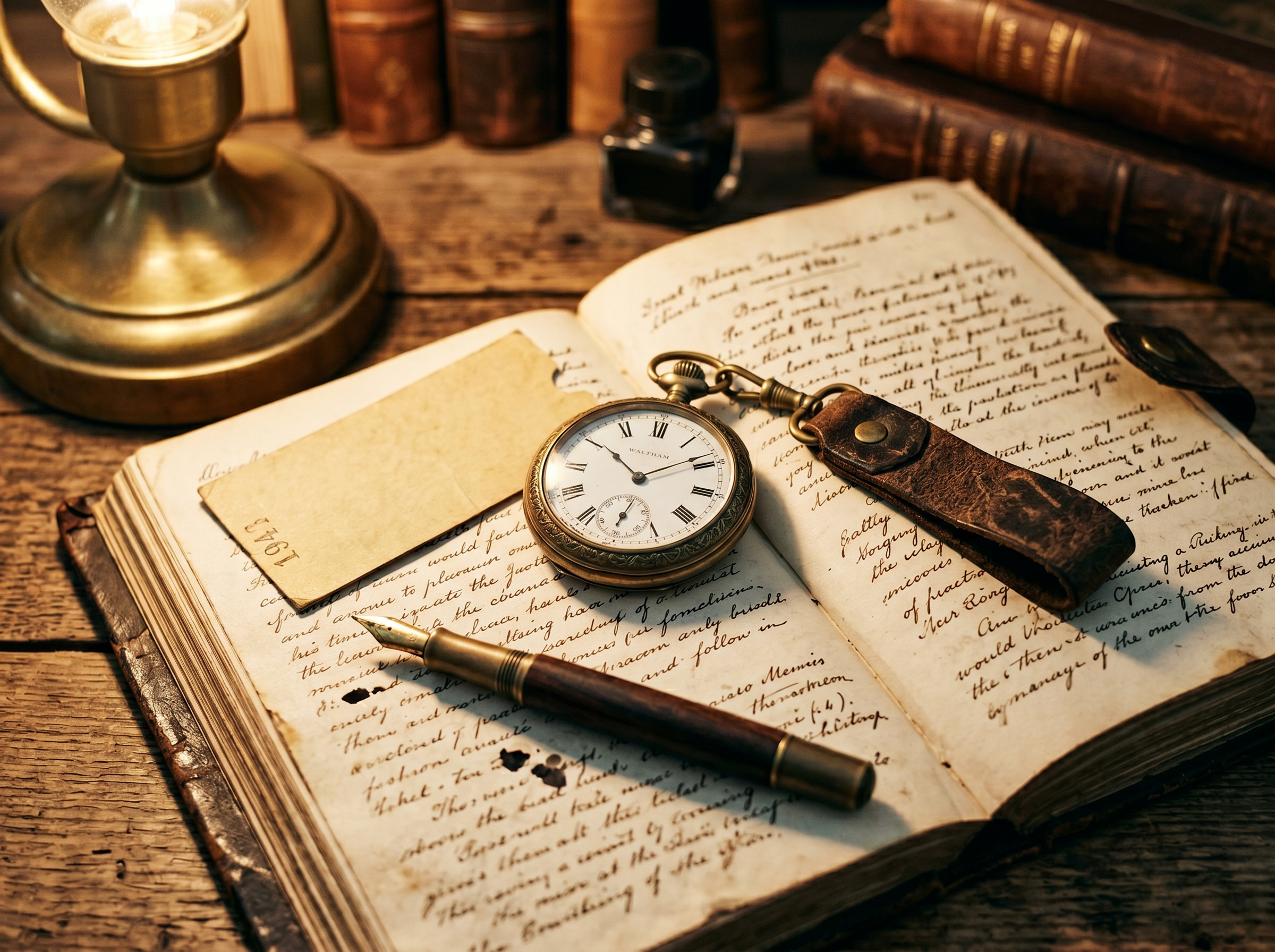 Heritage Pocket Watch Brass & Leather Fob