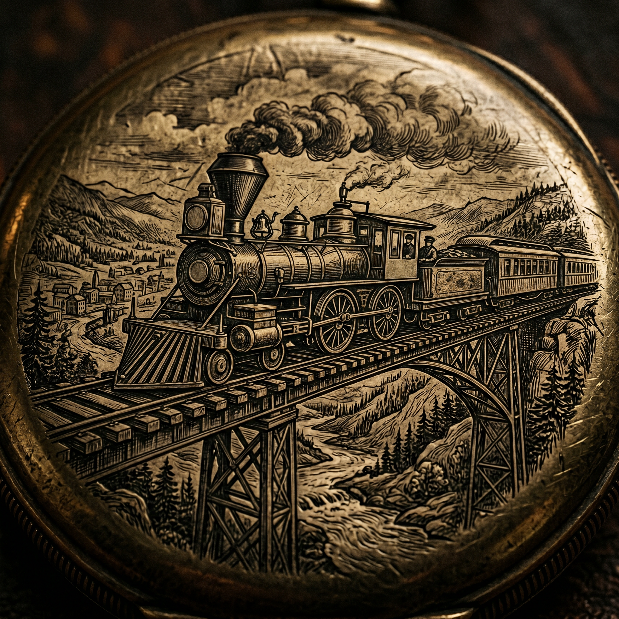 Heritage Pocket Watch Brass & Leather Fob