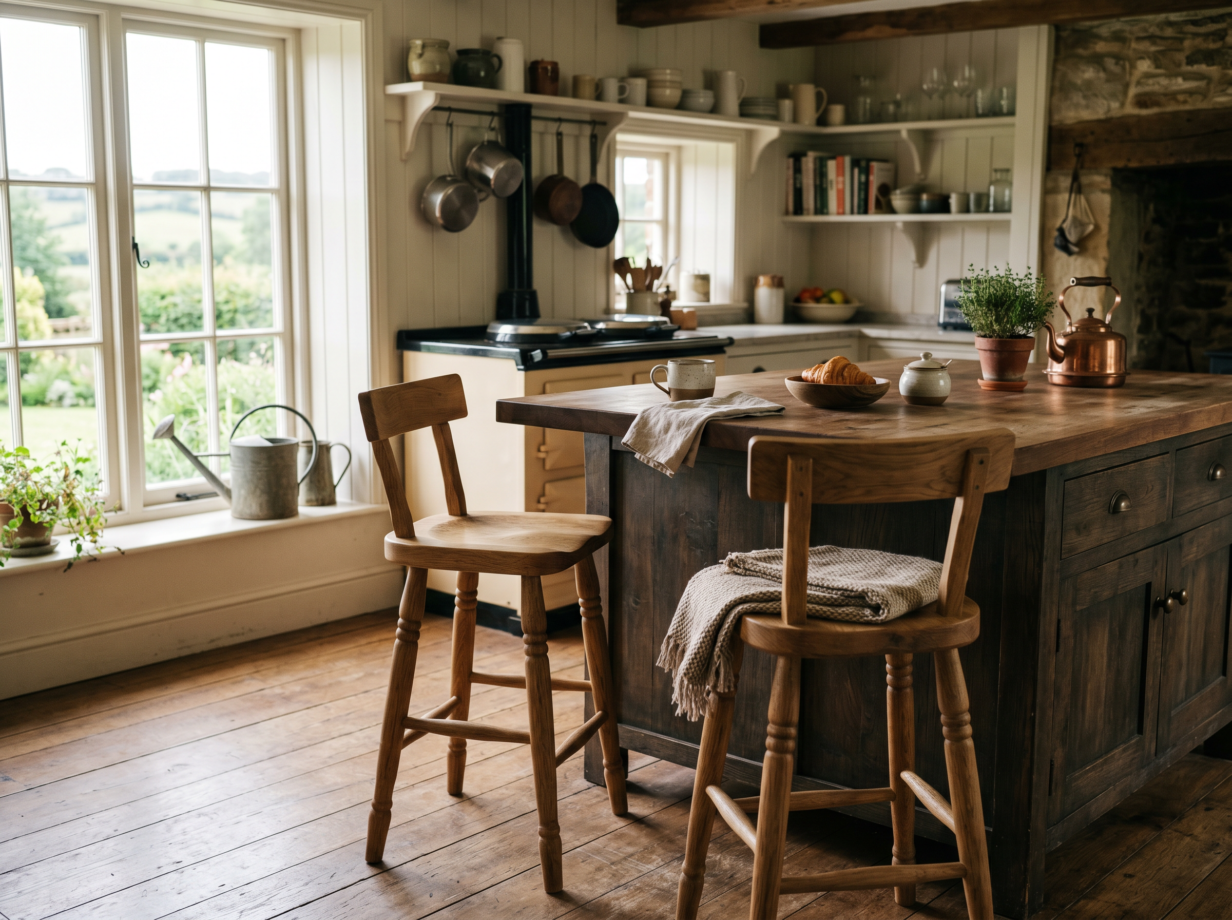 Grainger Hardwood Bar Stool Pair