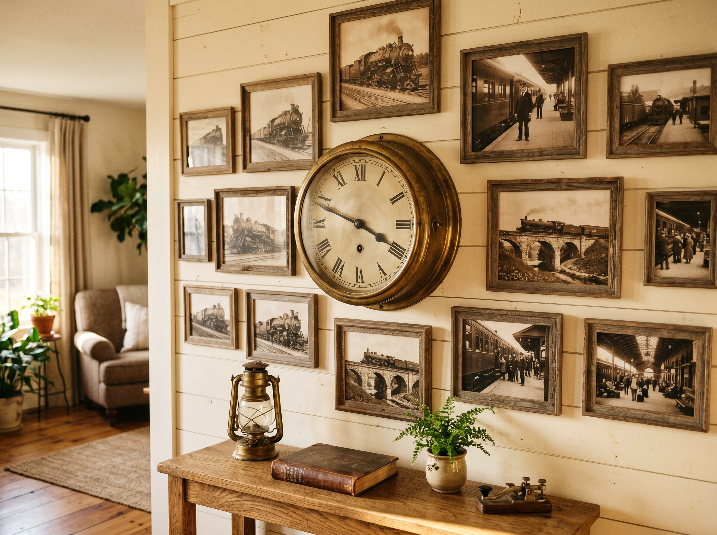 Railroad Time Brass Wall Clock 18"