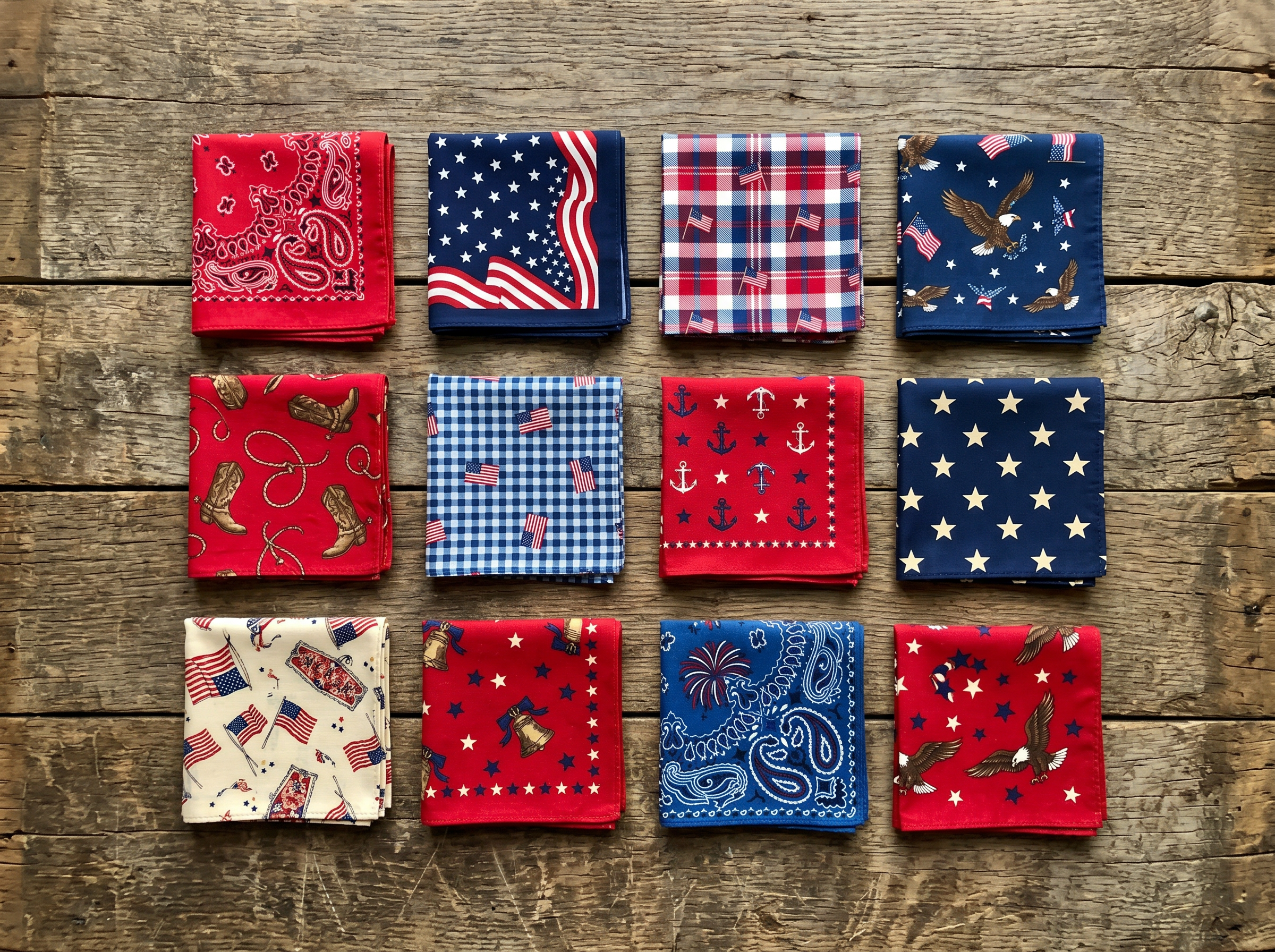 Bandana Club 12-Pack Vintage Americana Prints