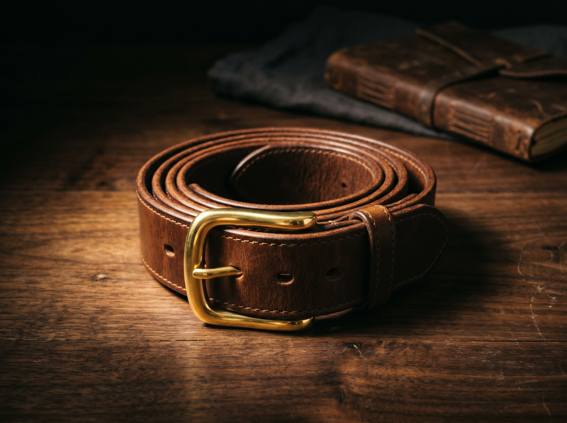 Black Walnut Leather Belt