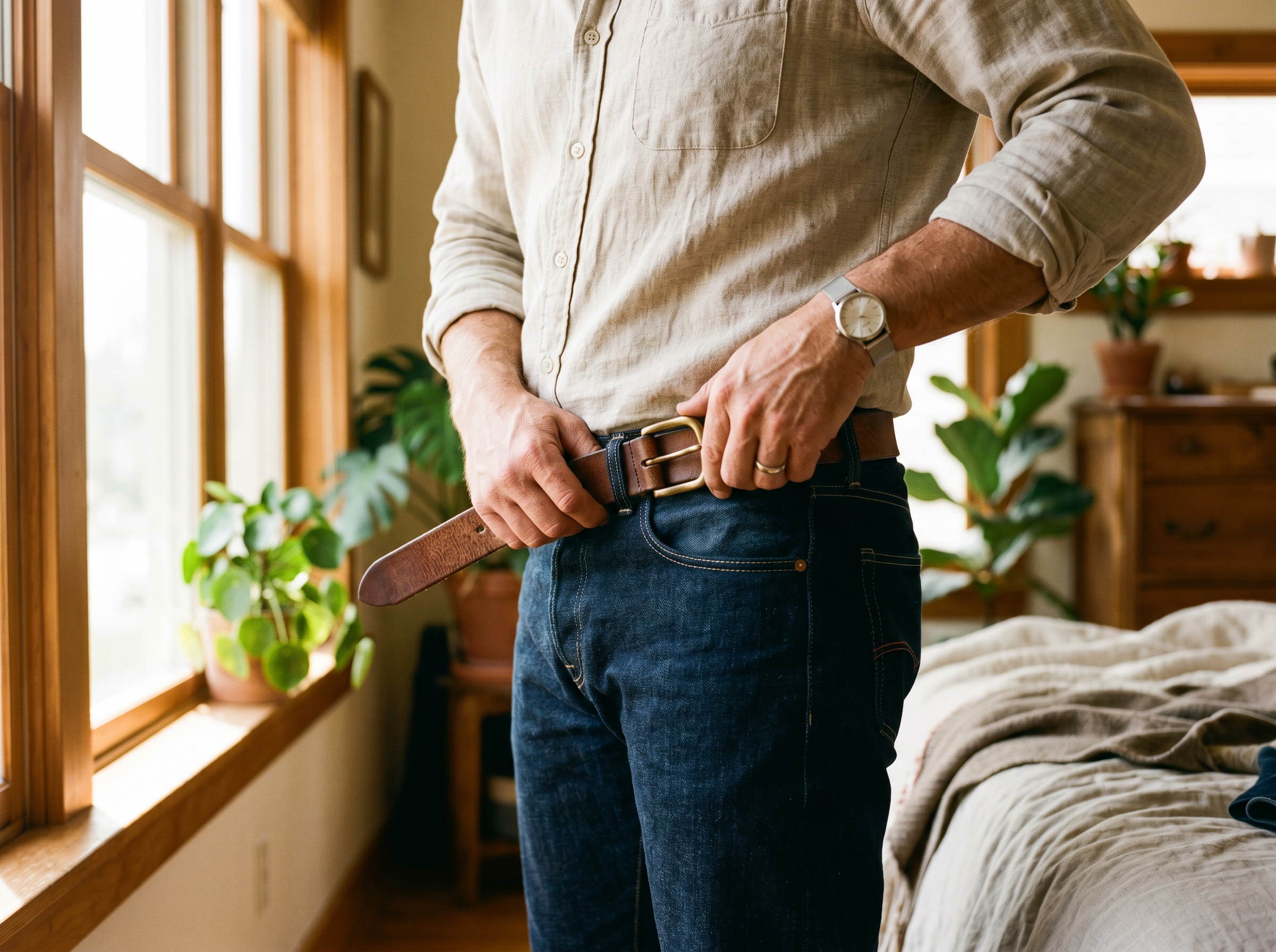 Black Walnut Leather Belt