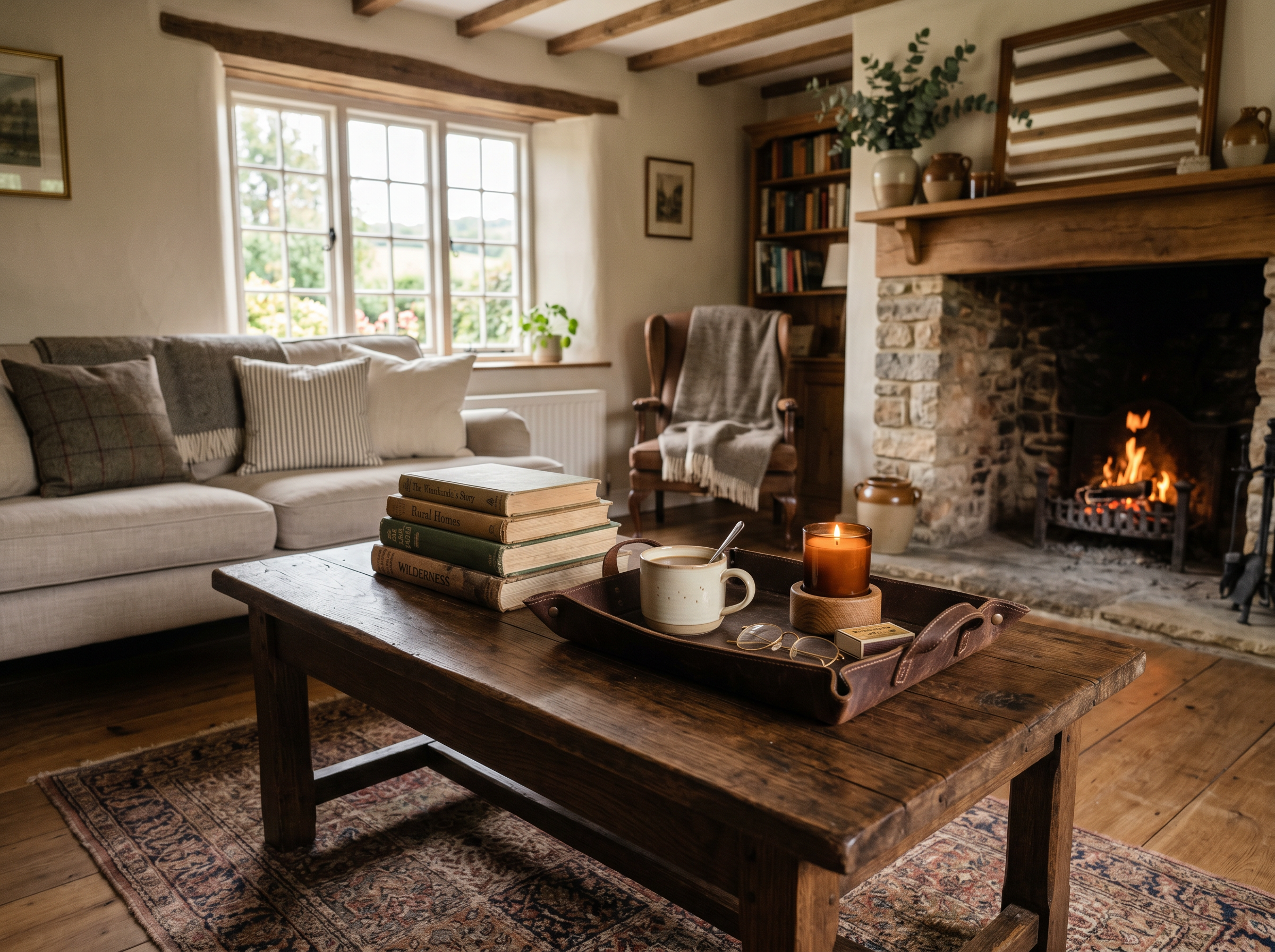 Highland Smoked Oak Coffee Table 54"