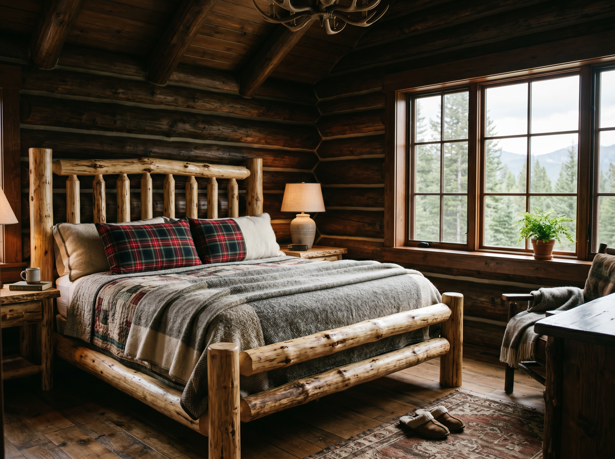 Pine Ridge Log Cabin King Bed Frame