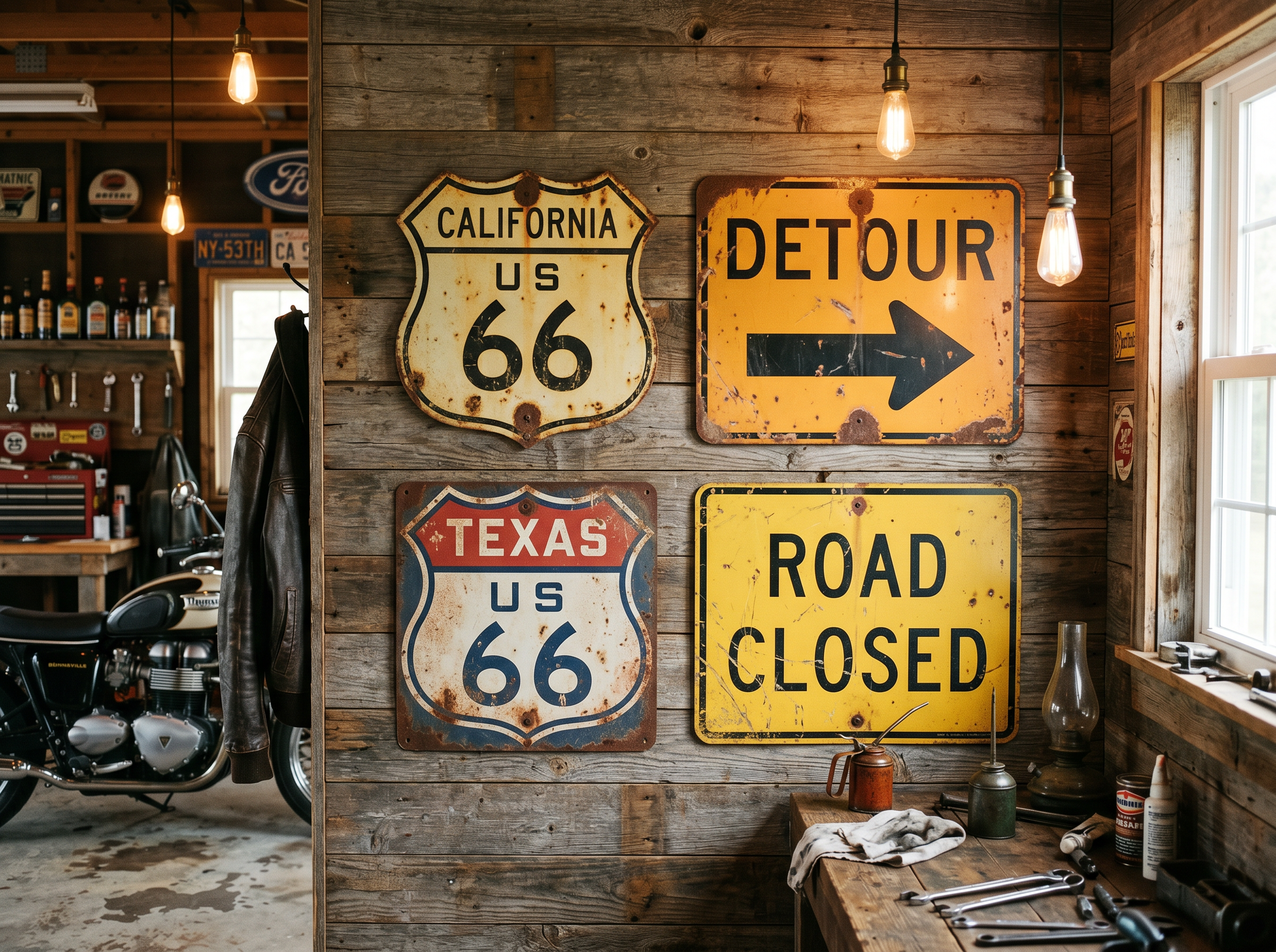 Atlas Metal Road Sign Vintage Set 4