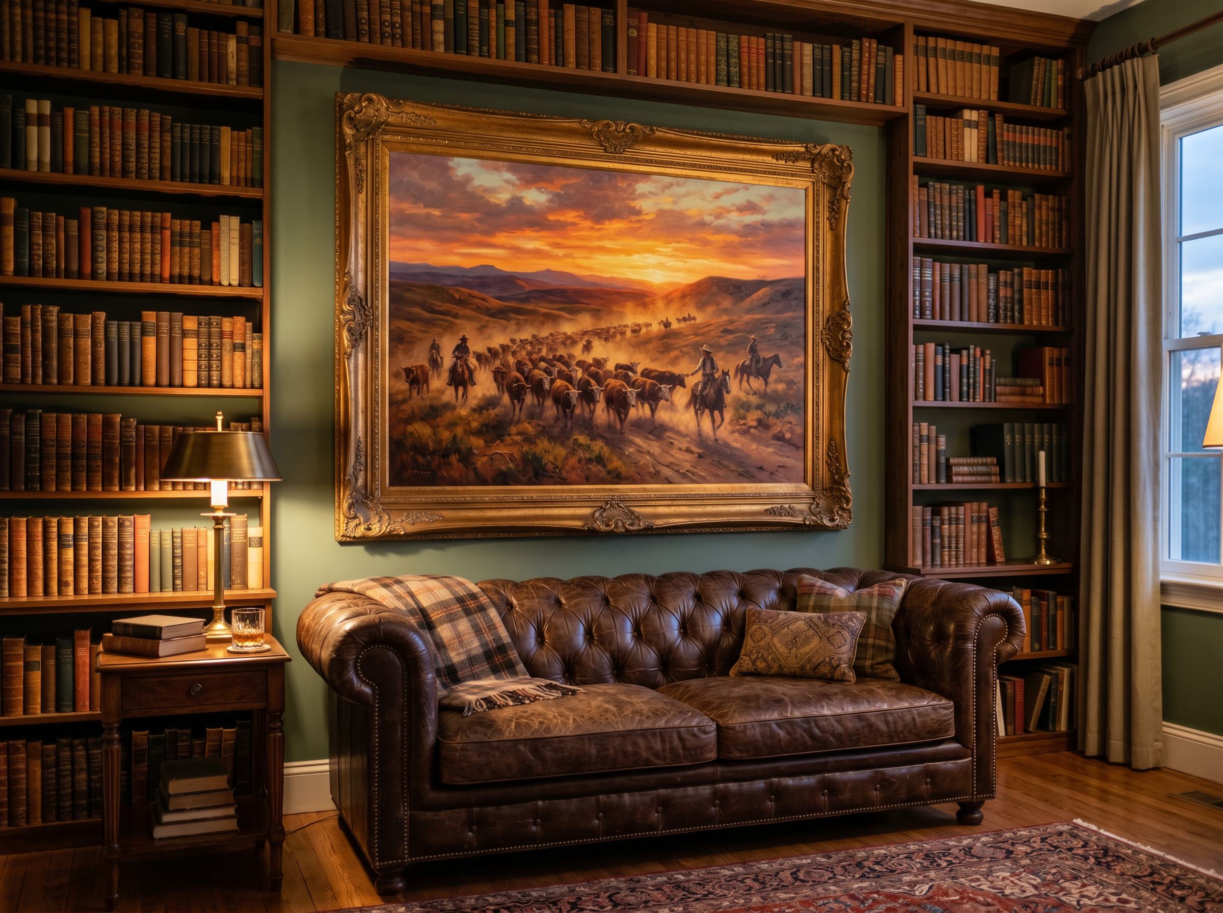 Prairie Fire Western Oil Painting 48x36