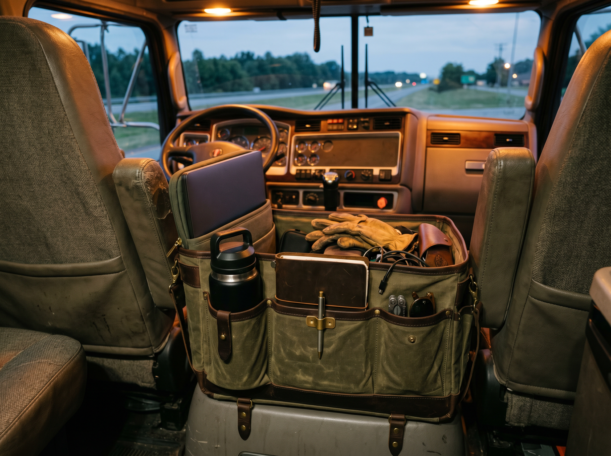 Redwood Cab Organizer Leather & Canvas