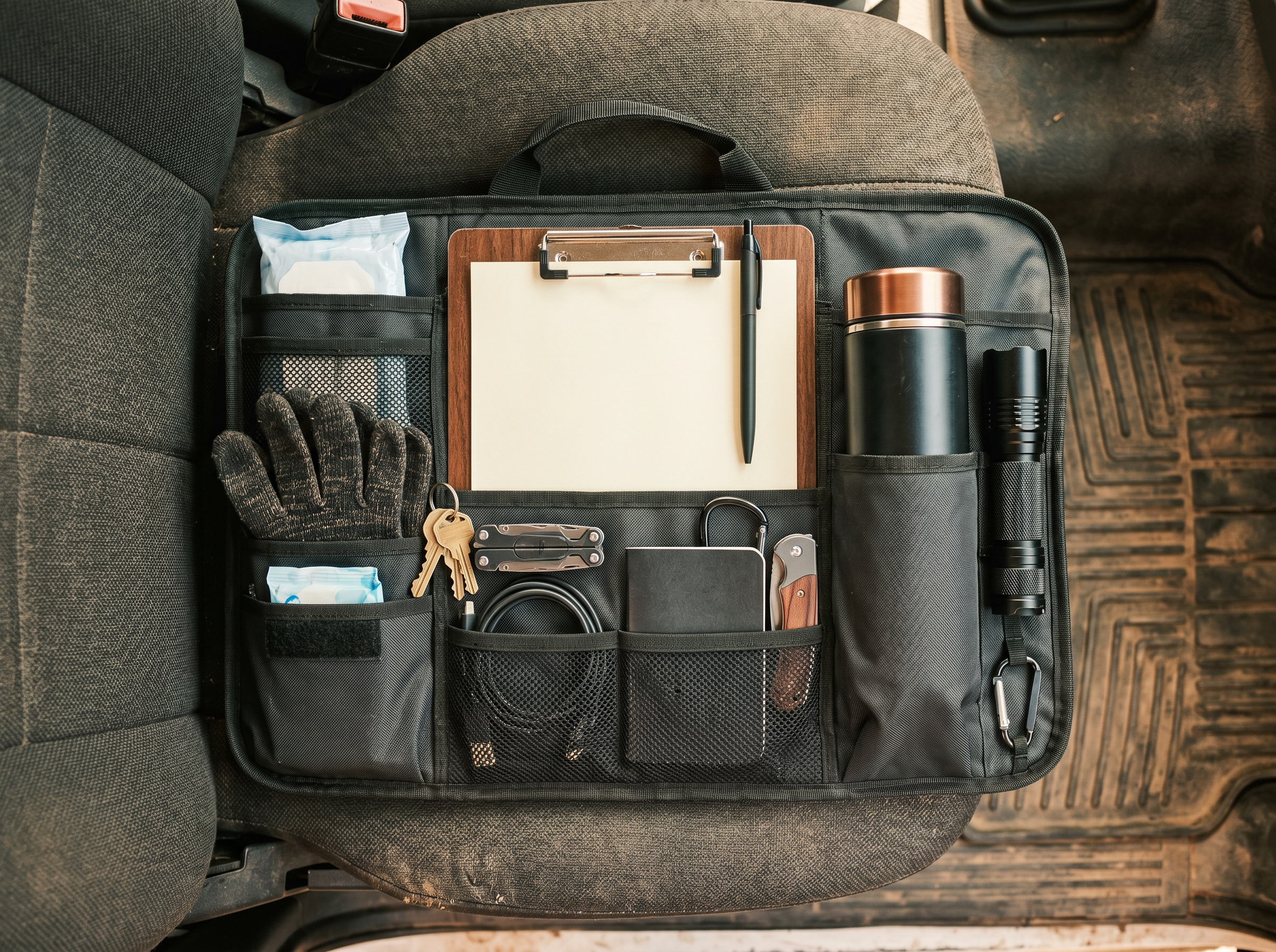 Redwood Cab Organizer Leather & Canvas